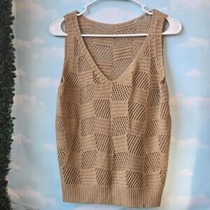 Tan Loose Knit Sweater vest